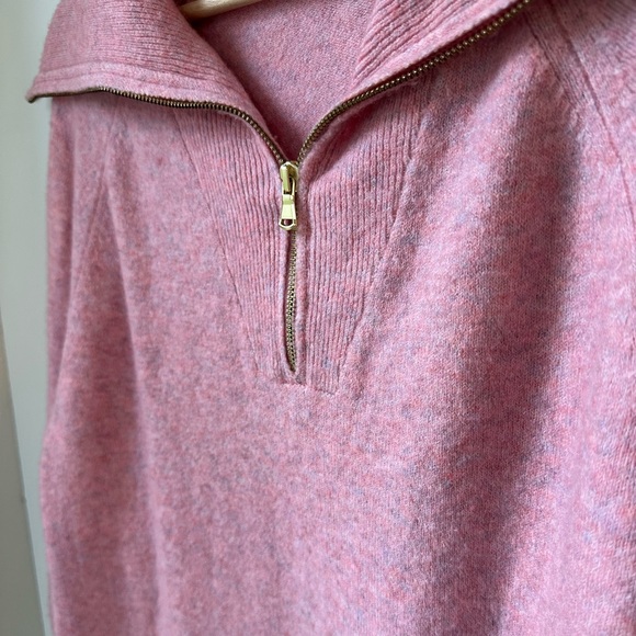 J.Crew Half Zip Sweater Dress in Supersoft Merino Wool Blend Yarn in Rose Multi, - Picture 4 of 7